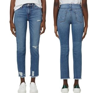 NWT HUDSON Midrise Nico Crop Straight Distressed Jean Size 24